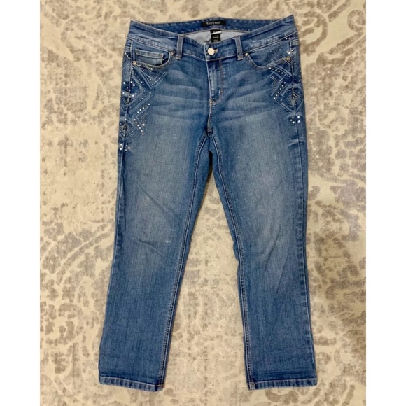 WHITE HOUSE BLACK MARKET Embellished Crop Jeans - Picture 2 of 5